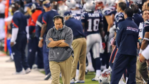 Bill Belichick on the sideline during Super Bowl XLVI